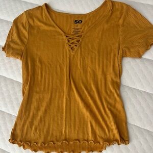 SO Clothing Women's Yellow and Orange T-shirt
